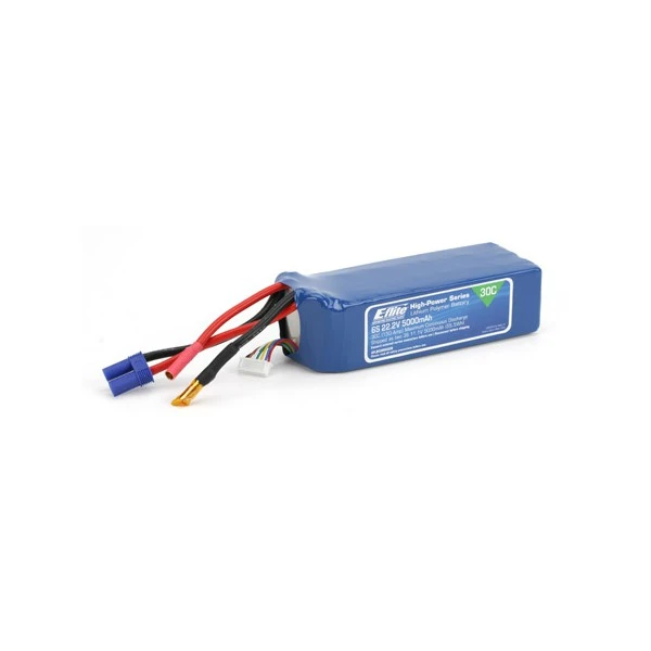 E-Flite 5000mAh 6S 22.2V 30C LiPo: 10AWG EC5
